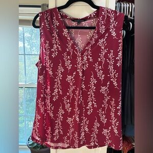 41 Hawthorn Burgundy and White Leaf Print Blouse